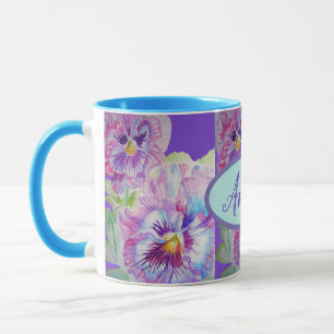 Aquarelle Panseuse Florale Plutôt Violette Mug
