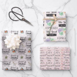 Aquarelle Papier d'enveloppement de Noël série de 