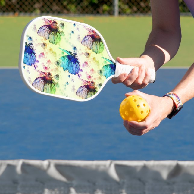Aquarelle Papillons Pickleball Raquette (Insitu)