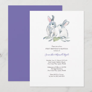 Aquarelle Pâques Bunny Invitations Jumeaux Anniver