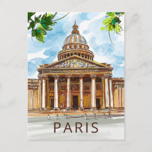 Aquarelle Paris Panthéon Sketch Painting Carte pos