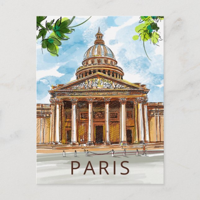 Aquarelle Paris Panthéon Sketch Painting Carte pos (Devant)