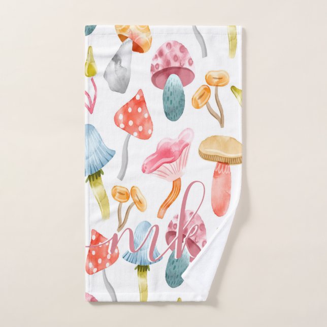 Aquarelle Pastel Champignons (Serviette à main)