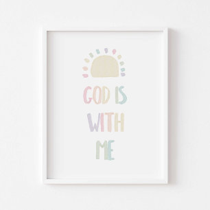 Aquarelle pastel Dieu est avec nous poster