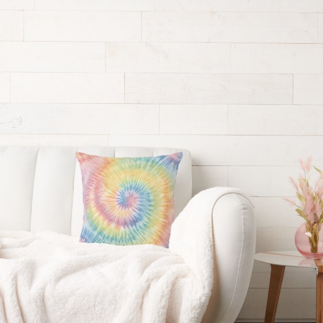 Aquarelle Pastel Rainbow Tie Dye Jeu Oreiller (Canapé)