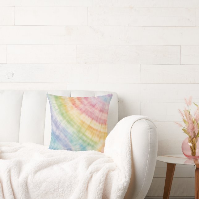 Aquarelle Pastel Rainbow Tie Dye Jeu Oreiller (Canapé)