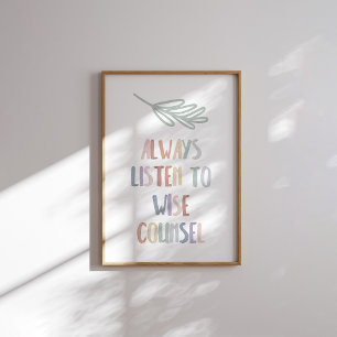 Aquarelle pastel toujours écouter poster sage
