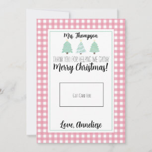 Aquarelle Pastel Tree Teacher Carte Cadeau de Noël