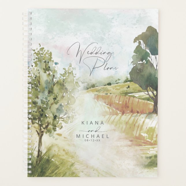 Aquarelle Paysage Mariage Sage Green ID786 (Devant)