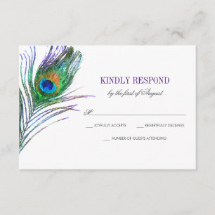 Aquarelle Peacock Pleather Wedding RSVP