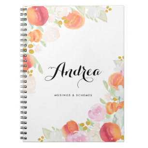 Aquarelle pêche Carnet Floral personnalisé