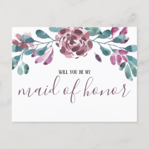 Aquarelle Peine violette Maid of Honor Invitation