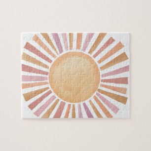 Aquarelle Peinte à la main Retro Sun Jigsaw Puzzle