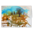 Aquarelle peinte Arrière - plan avec Arbres encrés