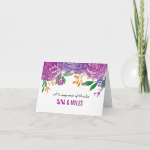 Aquarelle peinte en fleurs violettes   MERCI