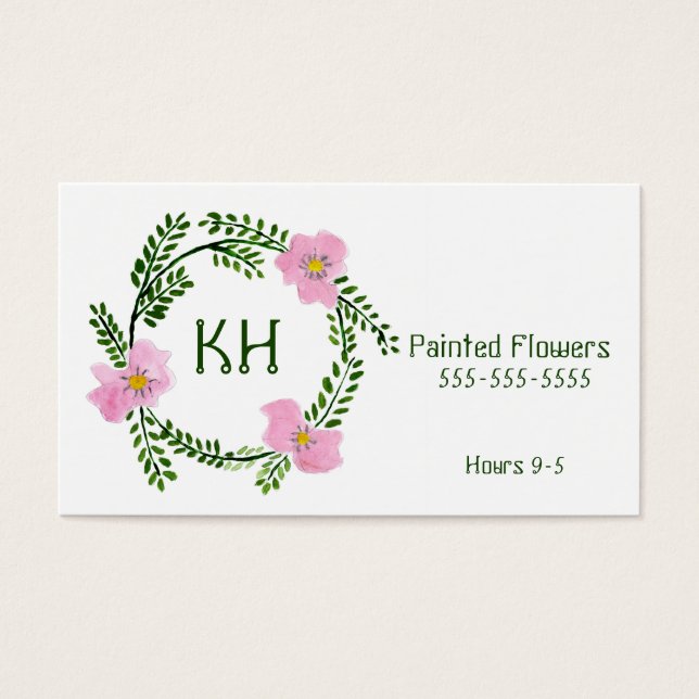 Aquarelle Peinte Florale Wreath, Fleurs Peintes (Devant)