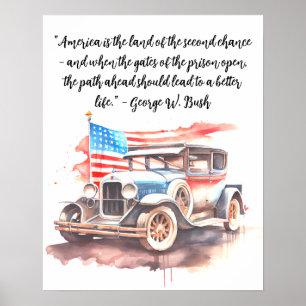 Aquarelle peinture de la voiture Vintage Poster