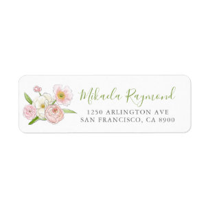 Aquarelle Peonas et Magnolia Adresse de retour