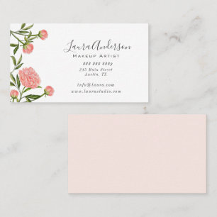 Aquarelle Peony Carte de visite artiste maquillage