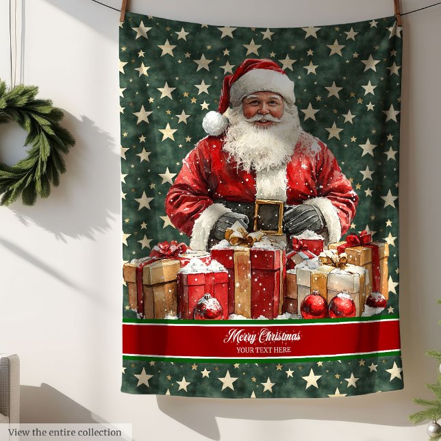Aquarelle Père Noël couverture pour cadeau de Noël (Watercolor Santa Blanket for Christmas Gift)