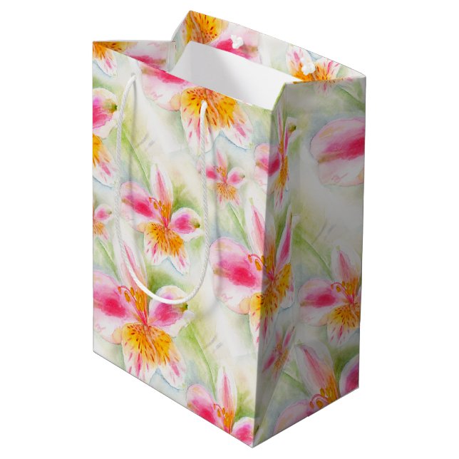 Aquarelle Pérou Lily Alstroemeria sac cadeau art (Dos Angle)