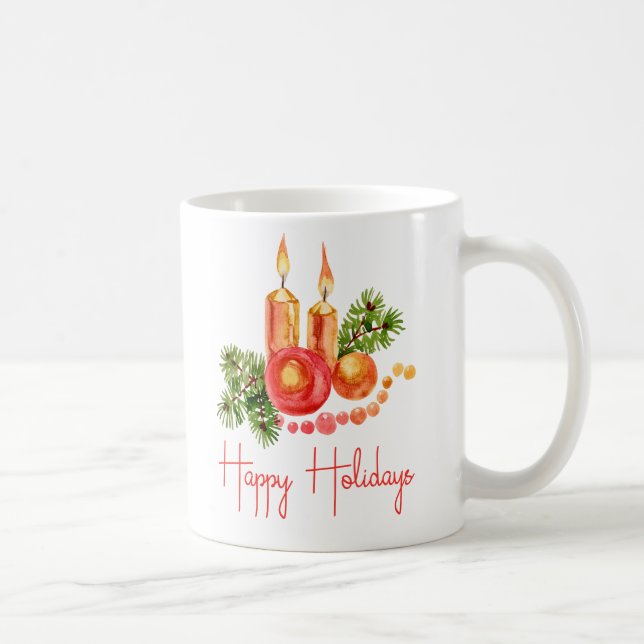 Aquarelle Perse Rouge Joyeux Fêtes Mug (Droite)