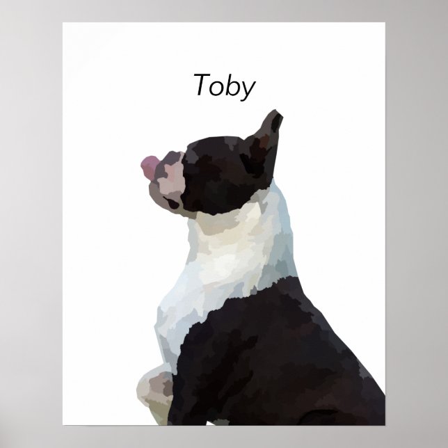 Aquarelle personnalisée Boston Terrier Dog Poster (Devant)