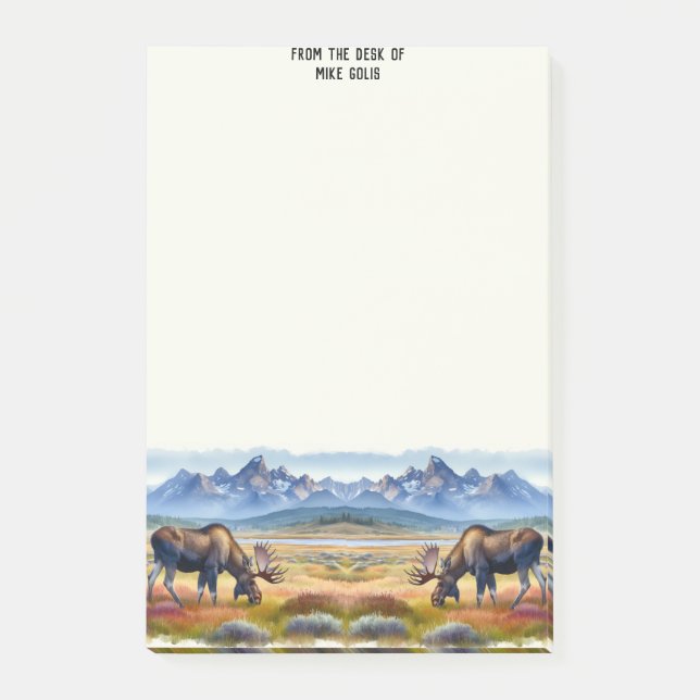 Aquarelle personnalisée Bull Moose Notes post-it (Devant)