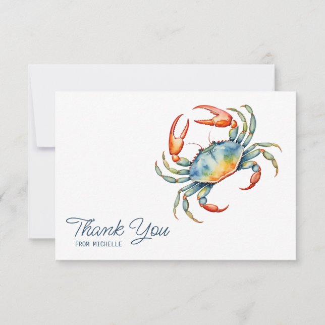 Aquarelle personnalisée Crab Beach Merci Cartes (Devant)