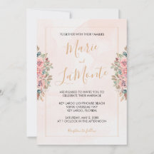 Aquarelle personnalisée Faire-part de mariage flor