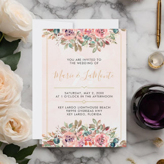 Aquarelle personnalisée Faire-part de mariage flor