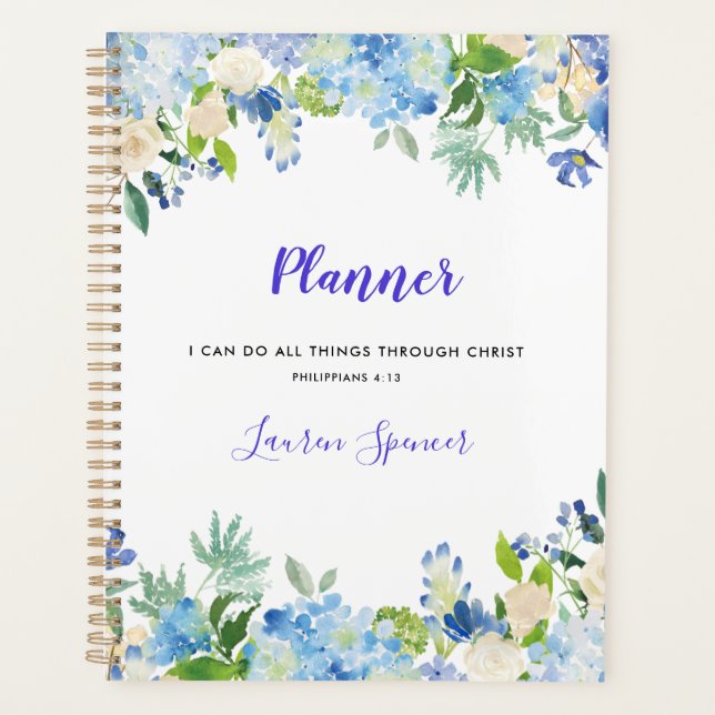 Aquarelle personnalisée Floral Christian Planner (Devant)