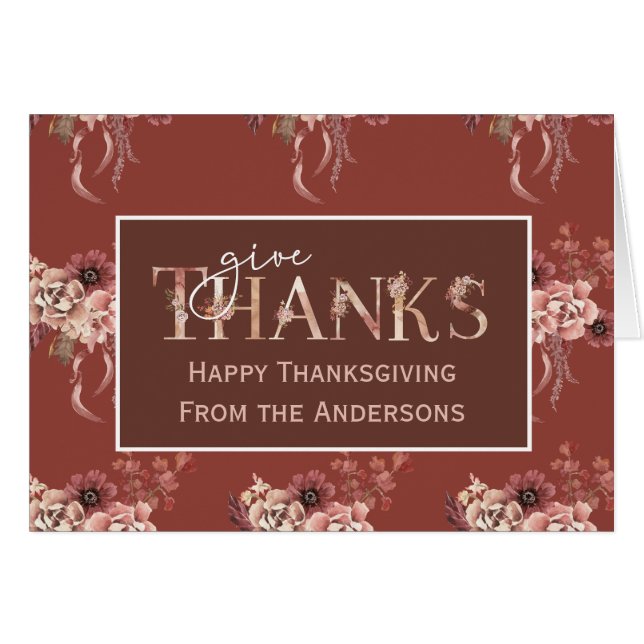 Aquarelle personnalisée Floral Thanksgiving (Devant horizontal)