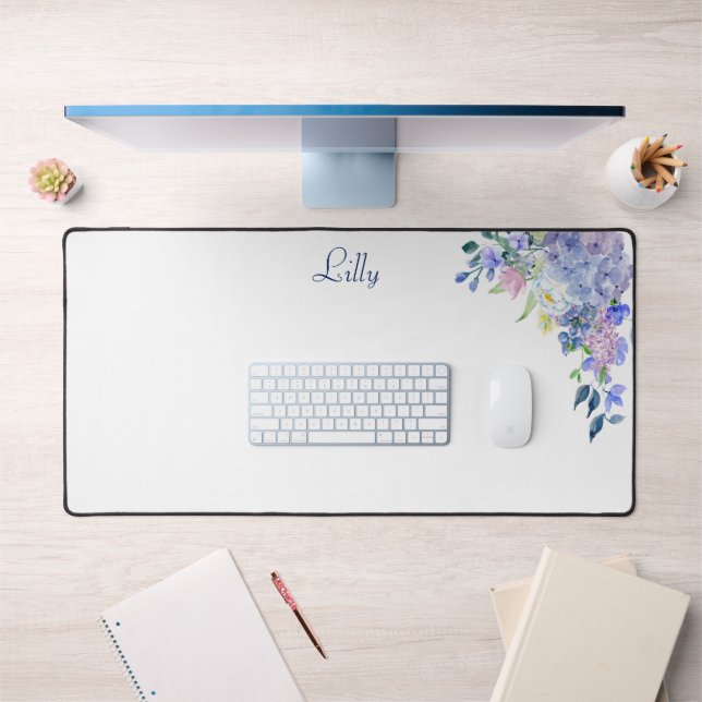 Aquarelle personnalisée Hydrangées violettes (Bureau 1)