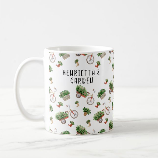 Aquarelle personnalisée Jardinage de café Mug (Gauche)