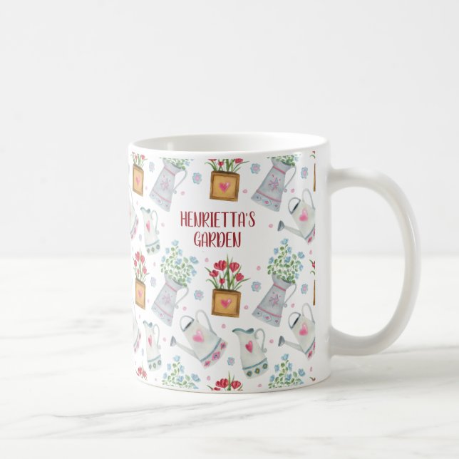 Aquarelle personnalisée Jardinage de café Mug (Droite)