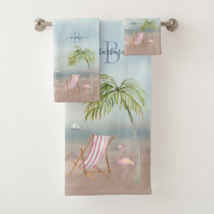 Aquarelle personnalisée Plage Scène Monogramme Nom
