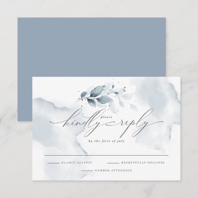 Aquarelle personnalisée RSVP Folio bleu duvet (Devant / Derrière)