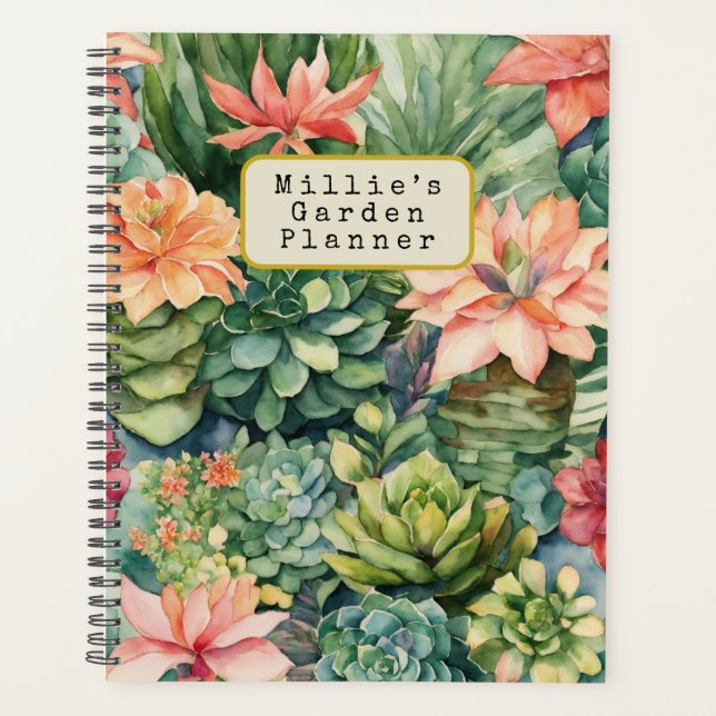 Aquarelle personnalisée Succulents Planificateur d (Devant)