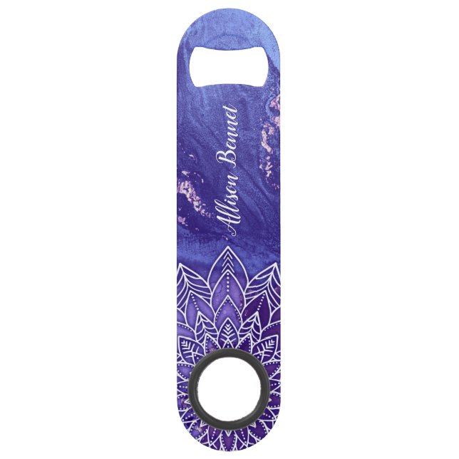 Aquarelle personnalisée violet blanc Mandala (Devant)