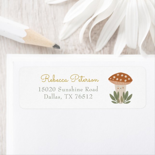 Aquarelle Petit étiquette de champignons (En situation)