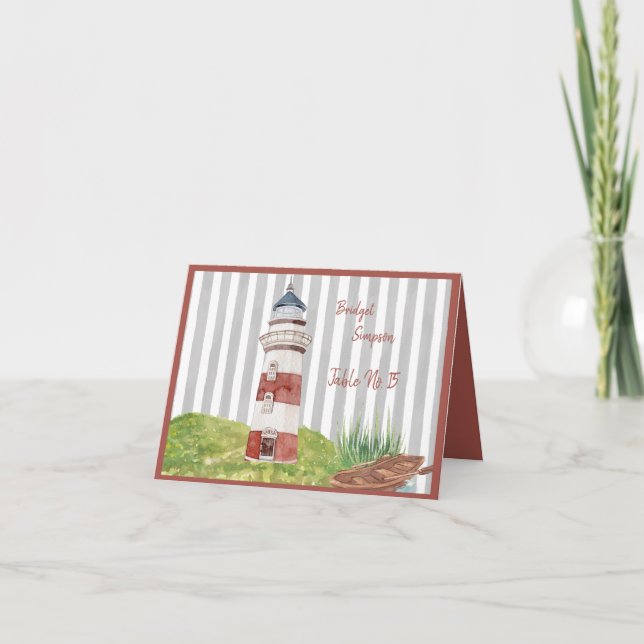 aquarelle phare côtier invité Cartes de siège (Devant)