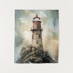 Aquarelle Phare Mur Art Tapisserie Décor
