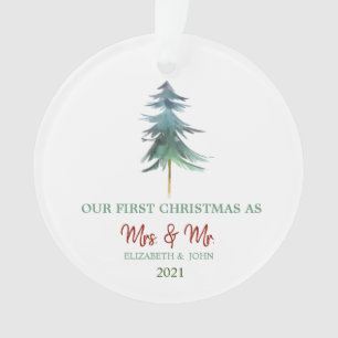 Aquarelle Pine Arbres Nos Premières Fêtes De Noël