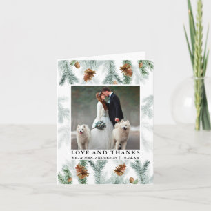 Aquarelle Pine Cônes Amour Merci Mariage Note