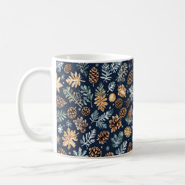 Aquarelle Pine Cônes Motif hiver Mug (Gauche)