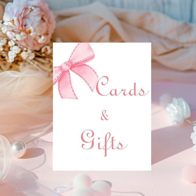 Aquarelle Pink Blush Bow Cadeau signe de douche nu (Créateur téléchargé)