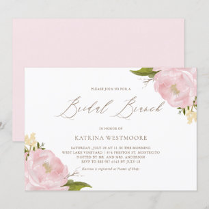 Aquarelle Pink Peonies Invitation de brunch nuptia