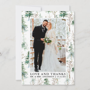 Aquarelle Pins Vert Amour Merci Mariage