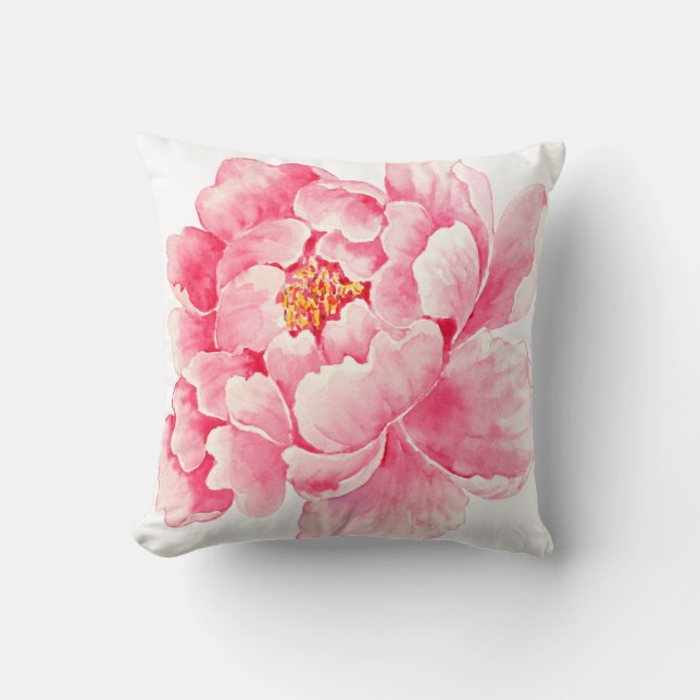 aquarelle pivoine rose coussin coussin botanique (Recto)